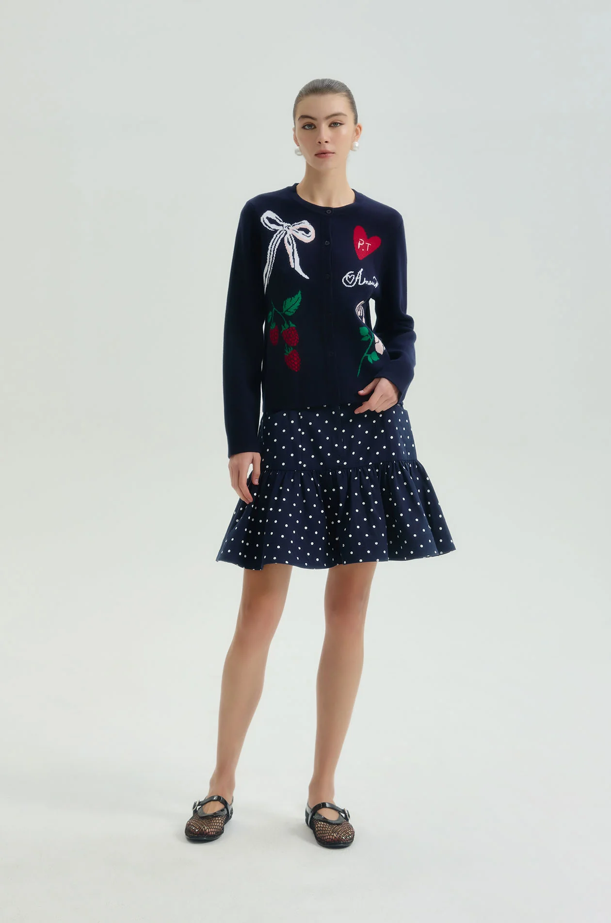 Dot Drop Waist Mini Skirt