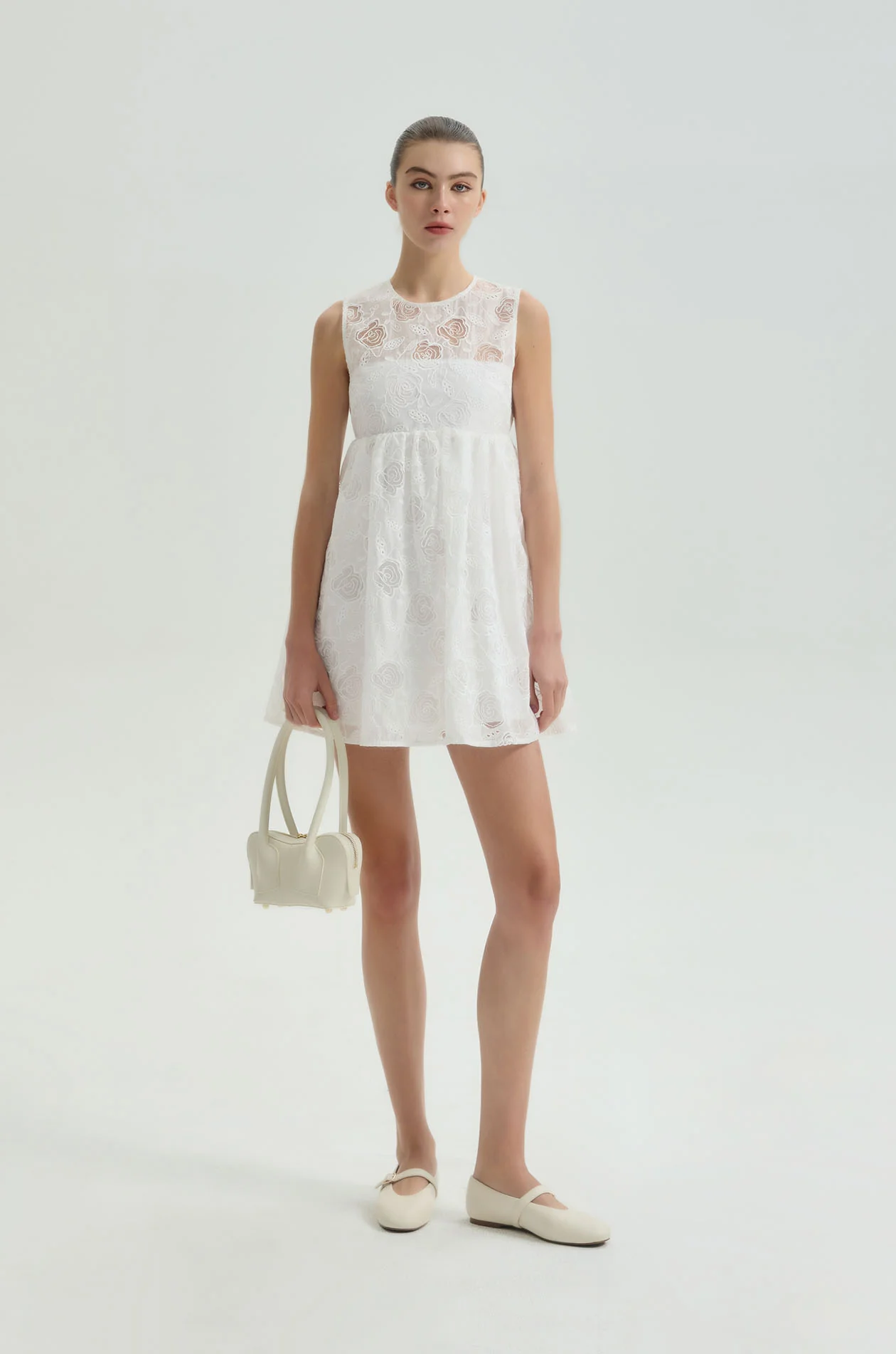 Rose Broderie Anglaise Mini Dress