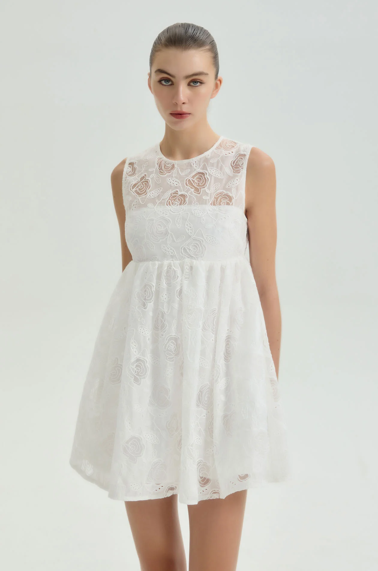 Rose Broderie Anglaise Mini Dress - Image 2