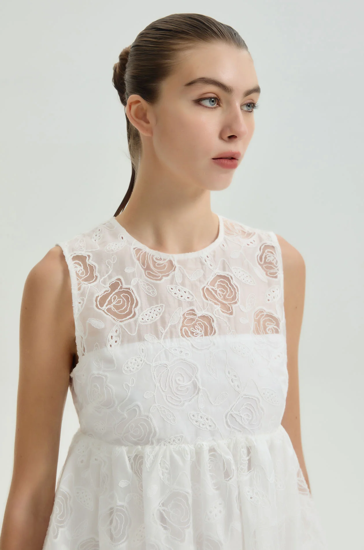 Rose Broderie Anglaise Mini Dress - Image 3