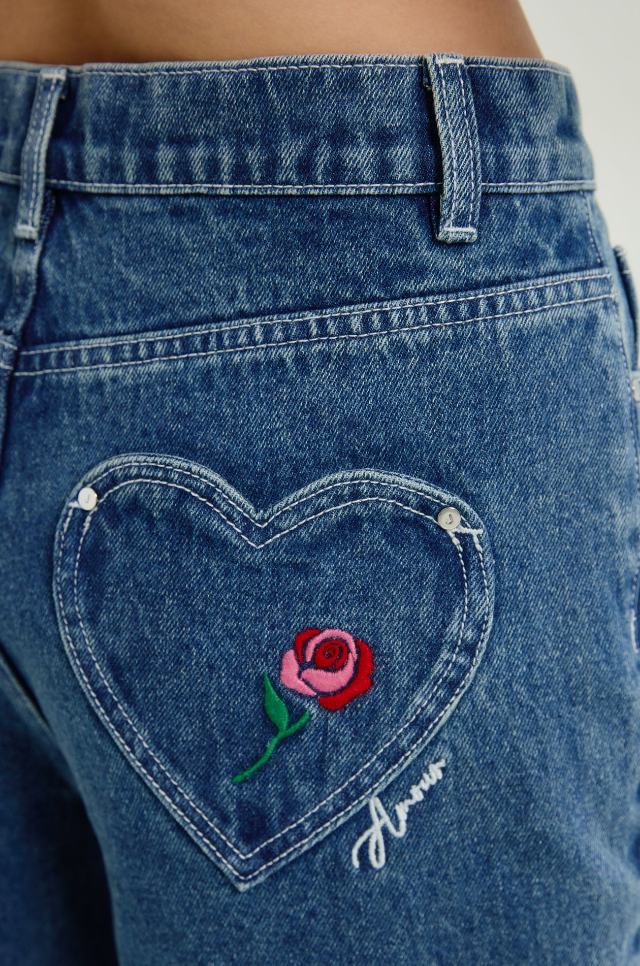 Heart Pocket Flare Jeans - Image 3