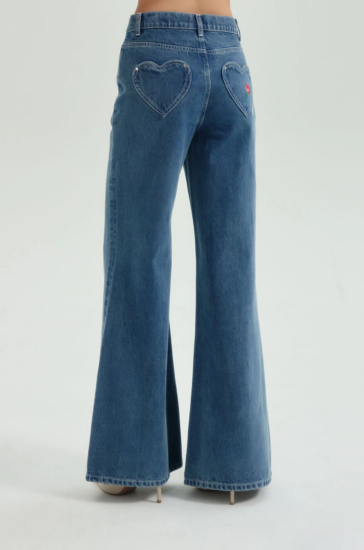 Heart Pocket Flare Jeans - Image 4