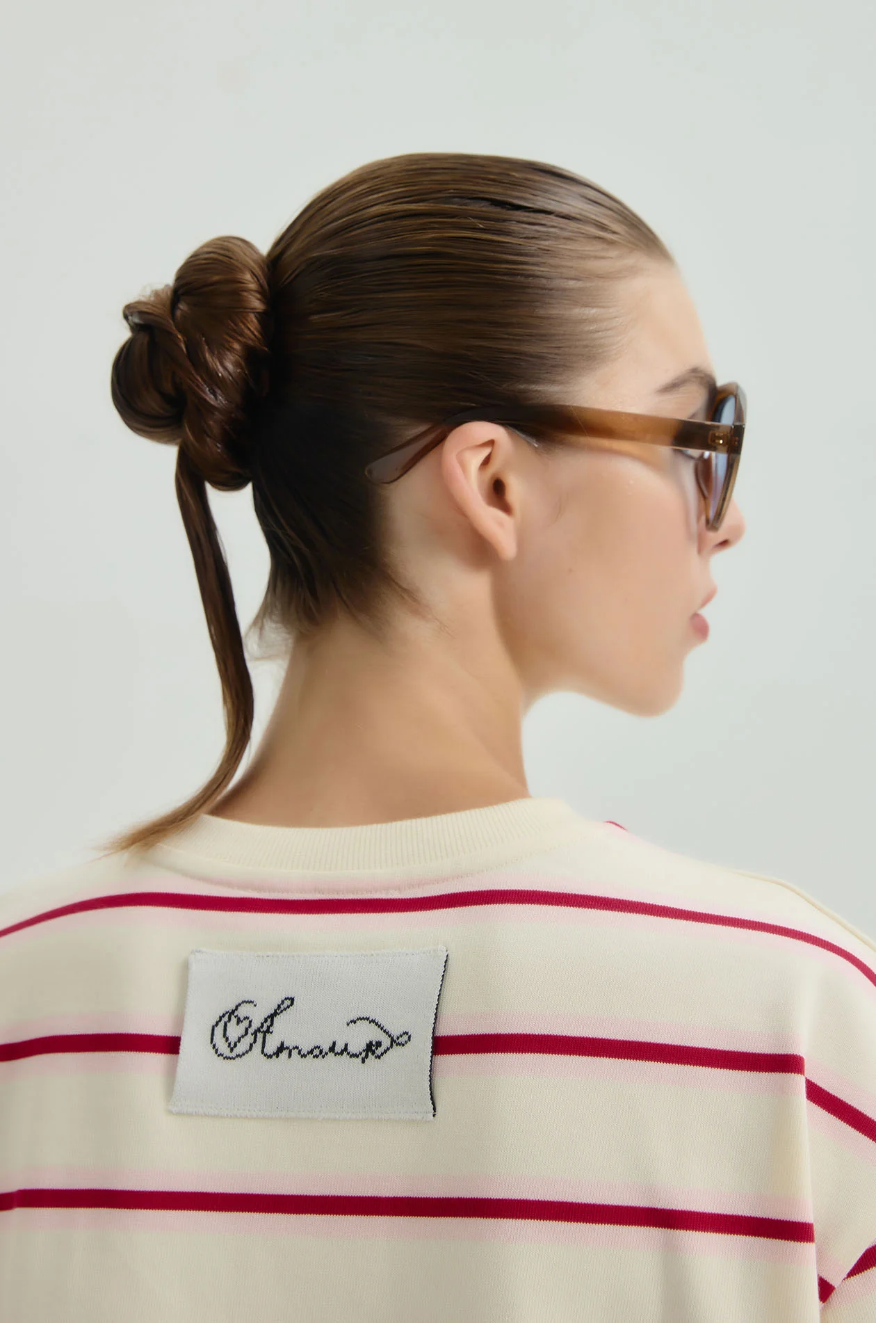 Oversized Striped T-Shirt in Cream - Image 4
