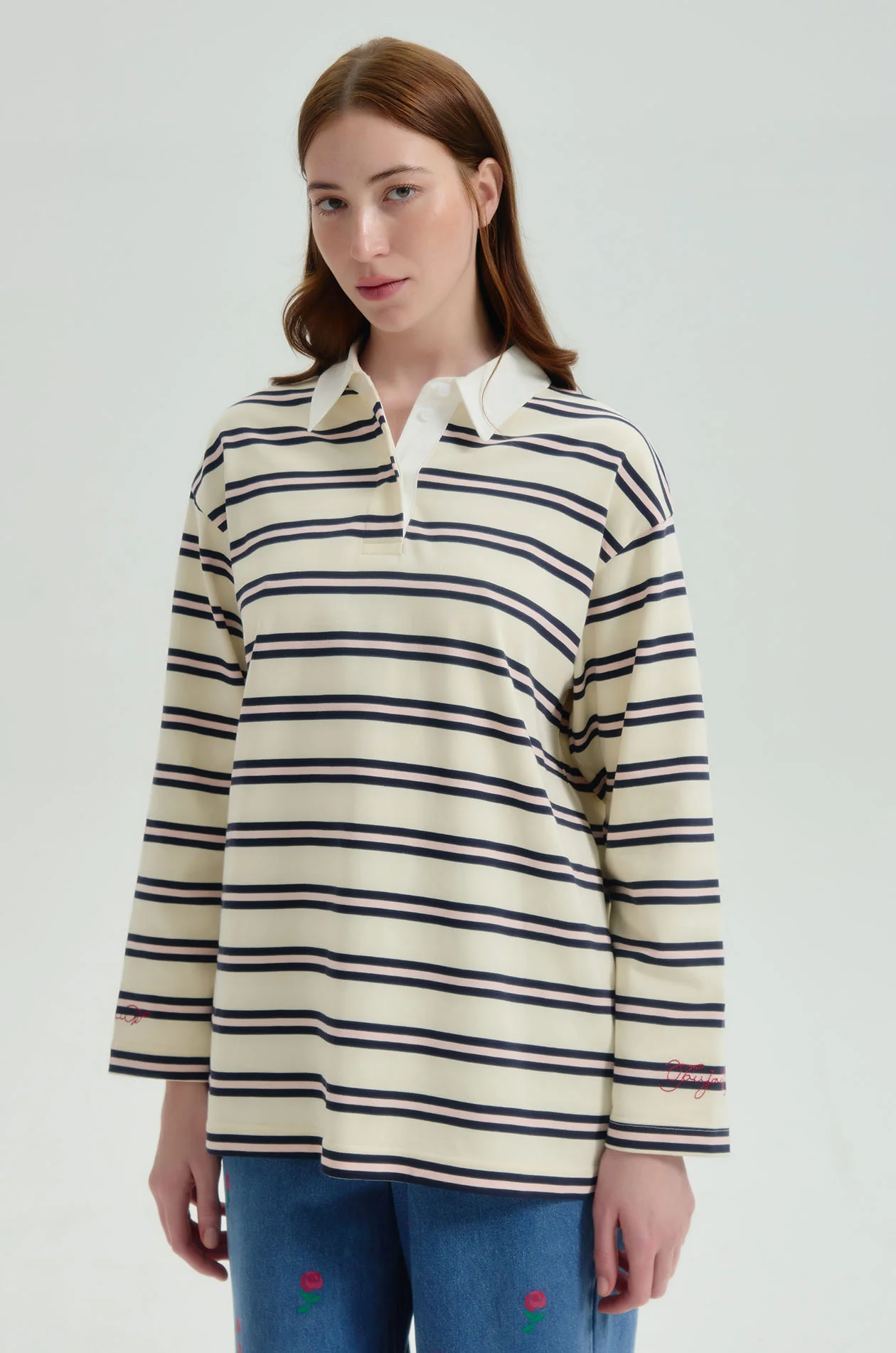 Oversized Striped Rugby Polo - Image 2
