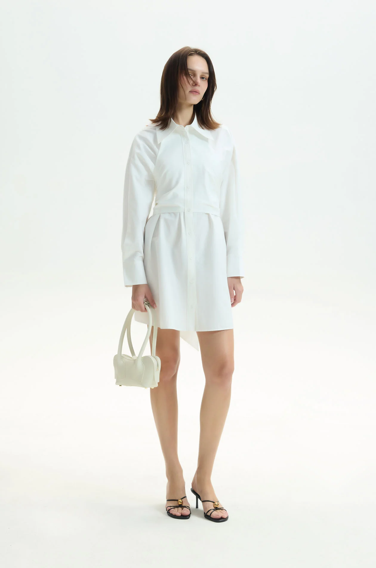 Waist-Defined Mini Shirt Dress