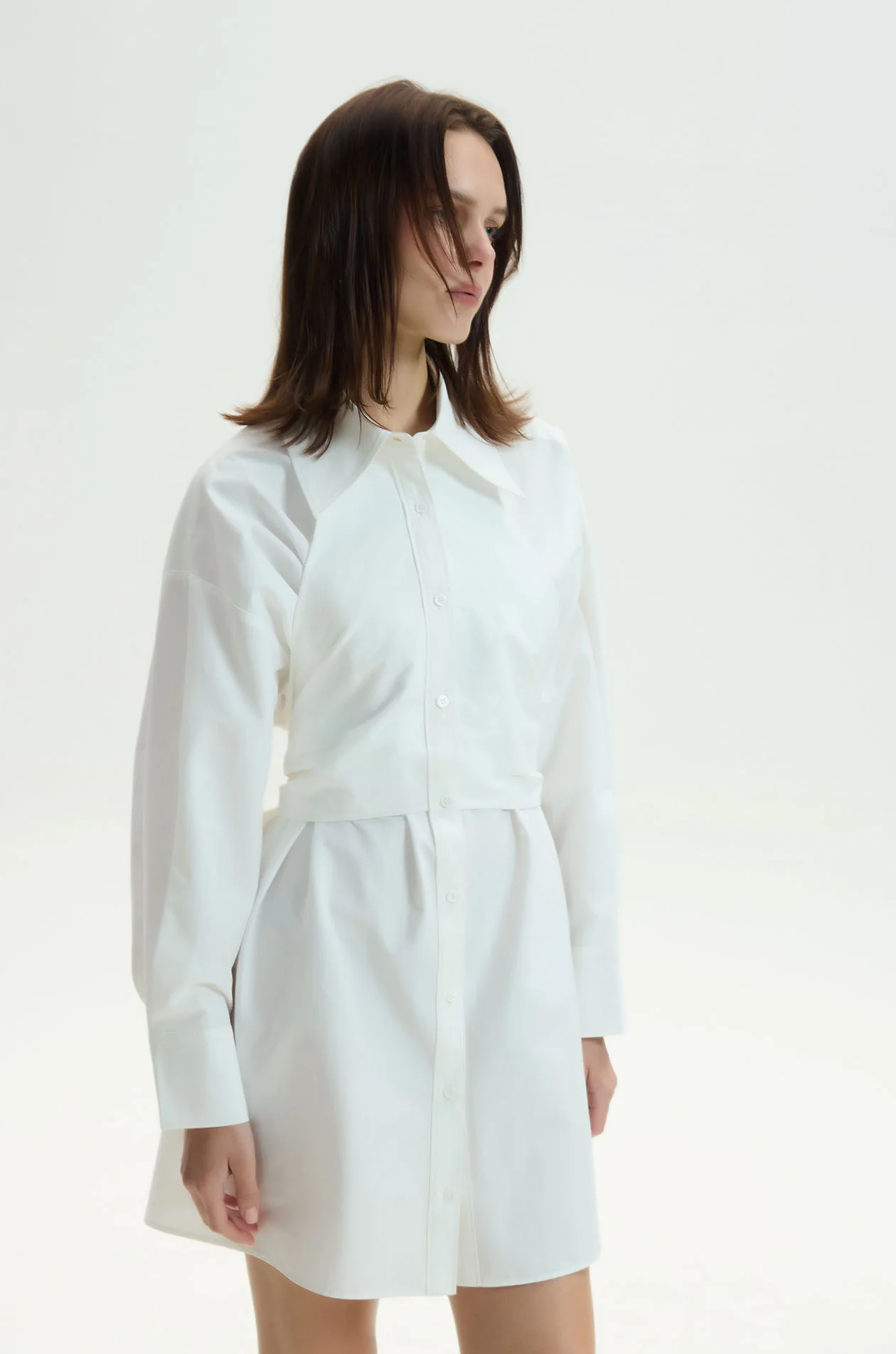 Waist-Defined Mini Shirt Dress - Image 2