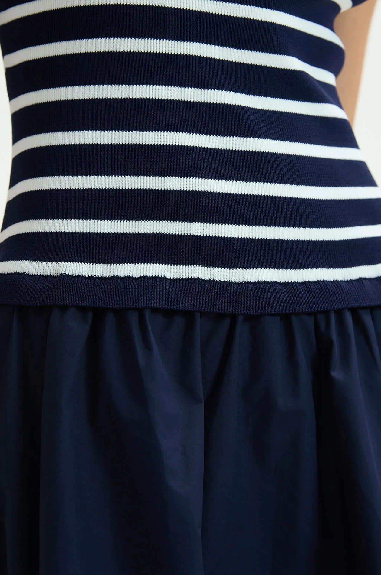 Striped Knit‑Poplin Midi Dress - Image 3