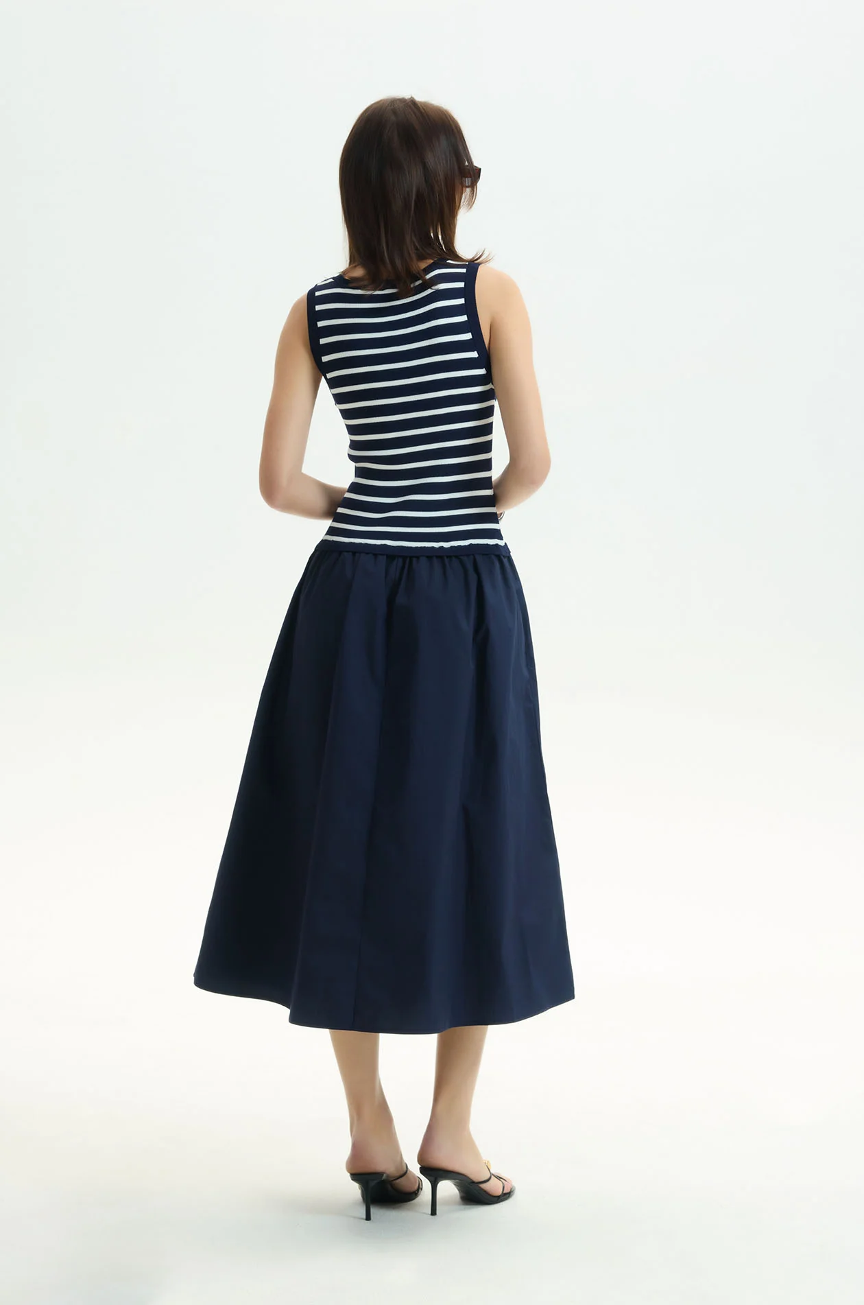 Striped Knit‑Poplin Midi Dress - Image 4