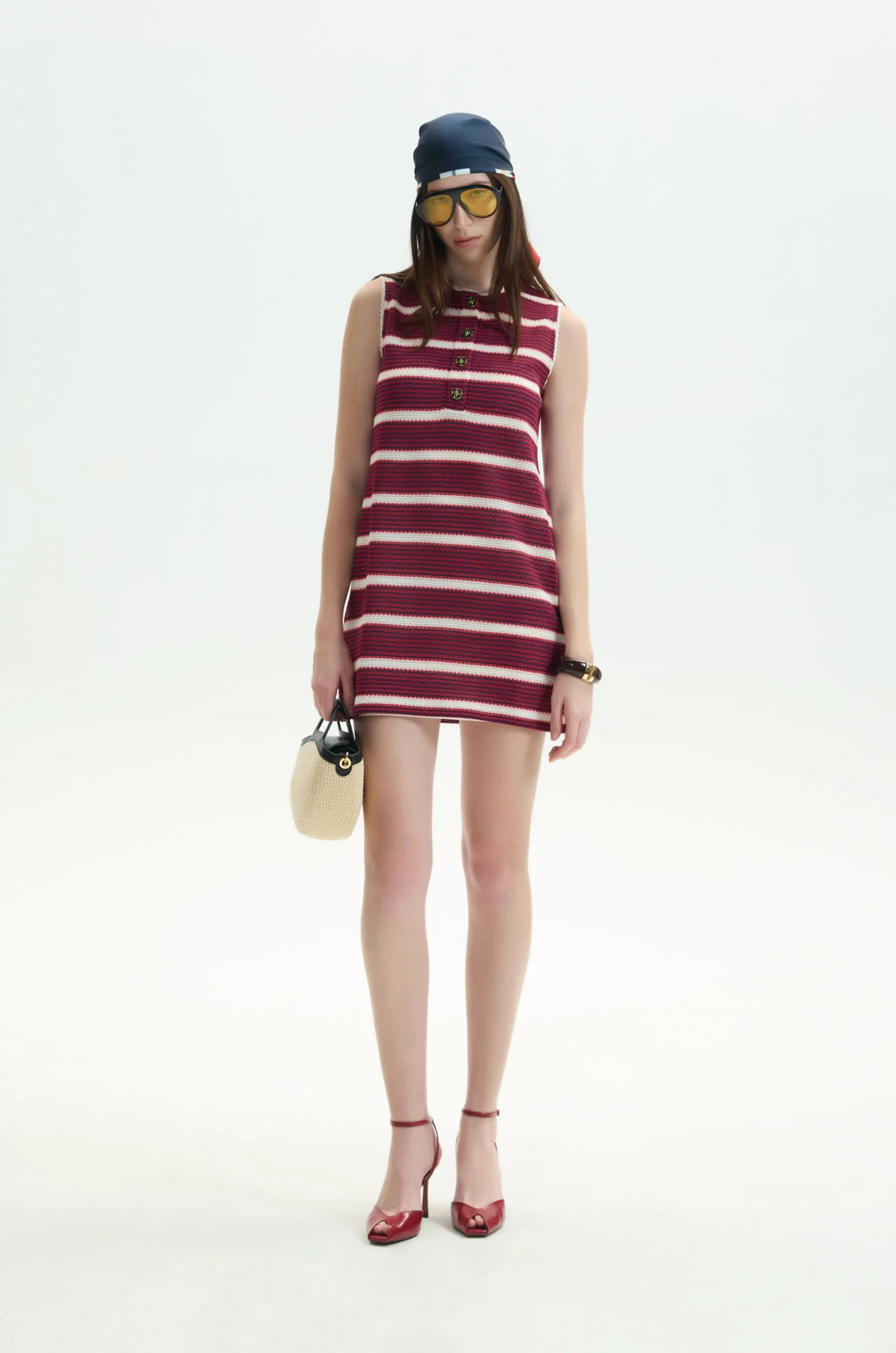 Striped Knit Sheath Mini Dress
