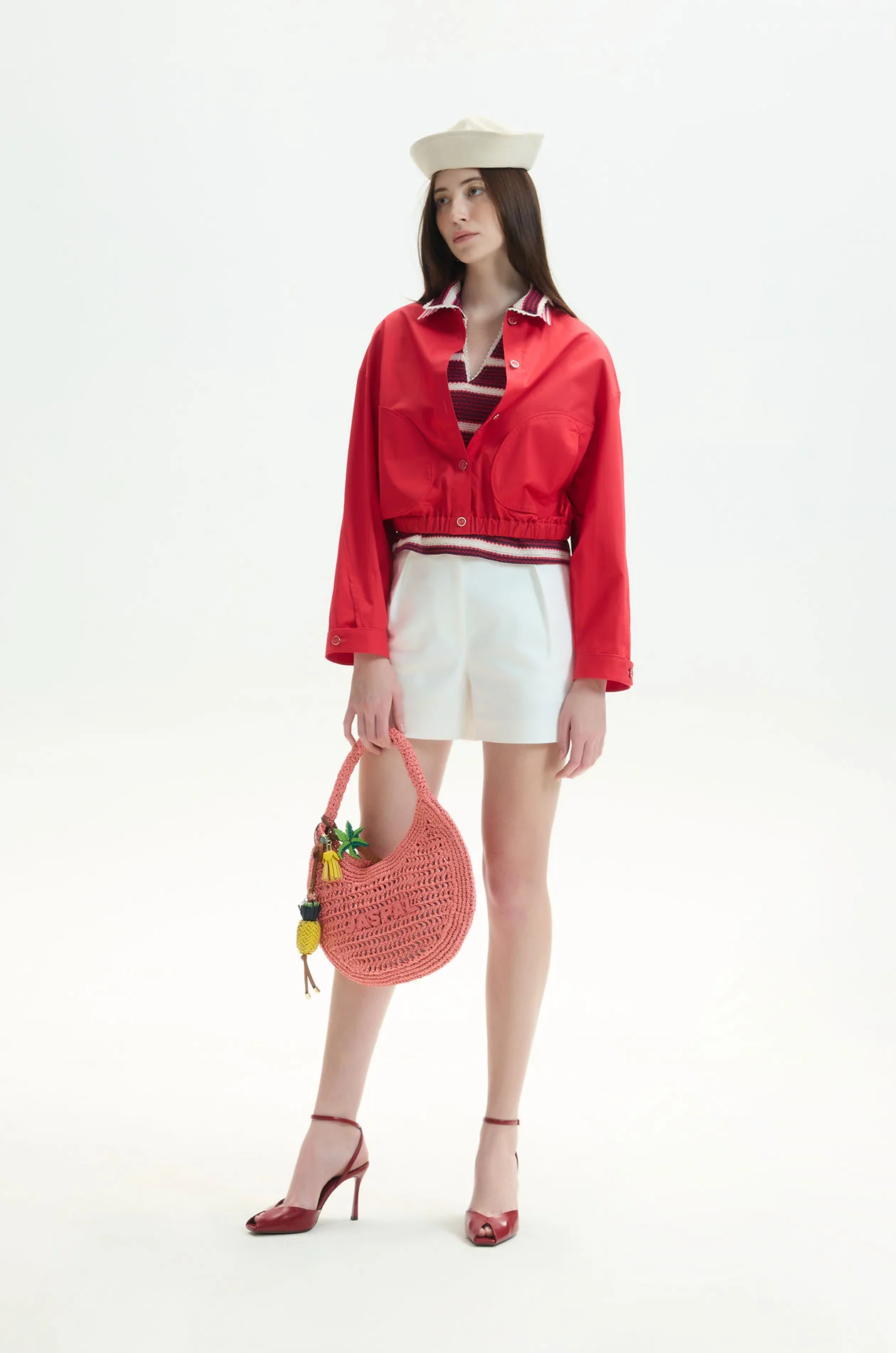Open Collar Striped Top