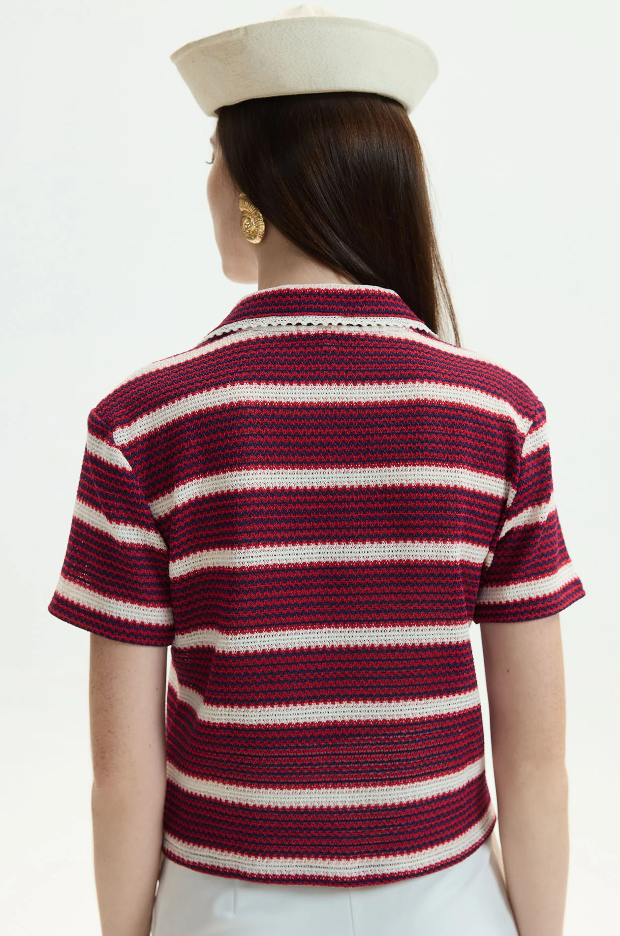 Open Collar Striped Top - Image 5
