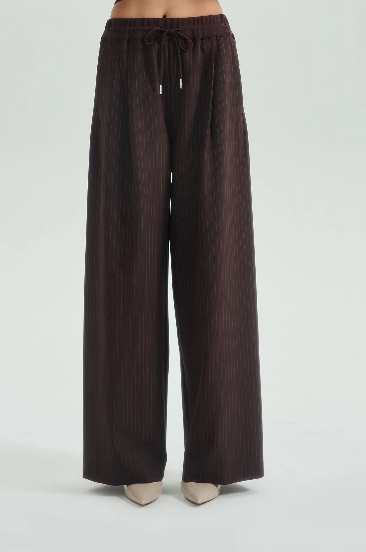 Pleated Striped Drawstring Pants - Image 2