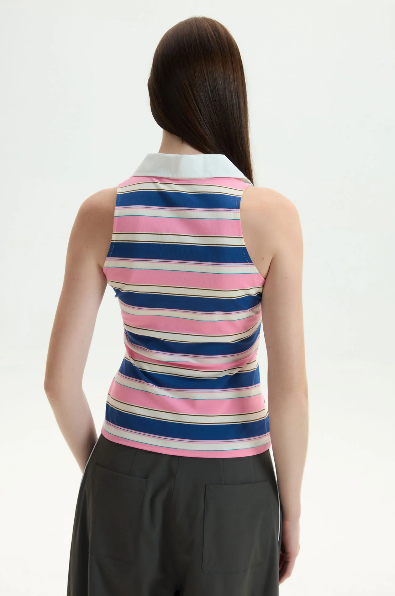 Sleeveless Striped Jersey Polo - Image 4