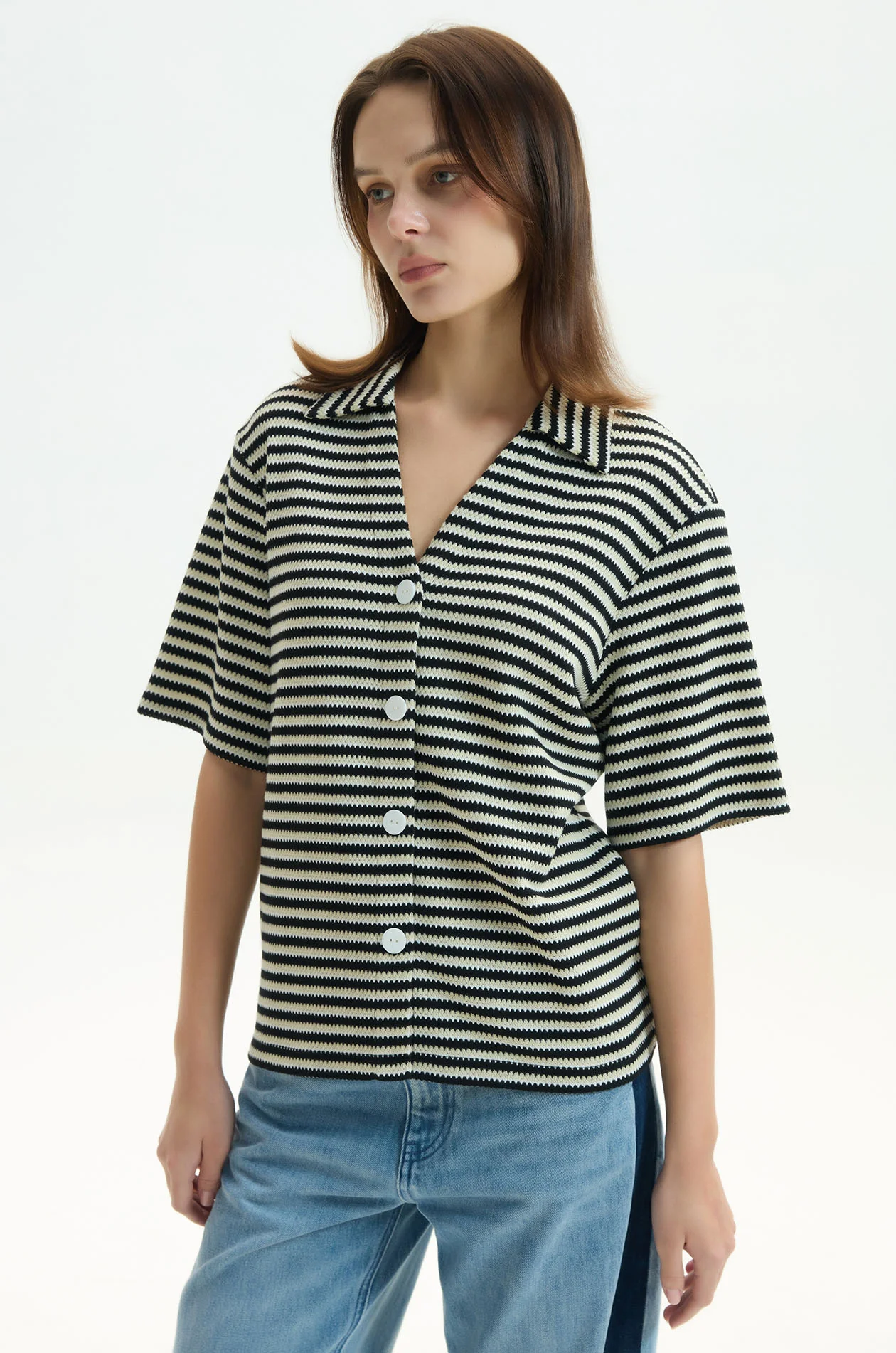 Striped Knit Relaxed Shirt - Image 2