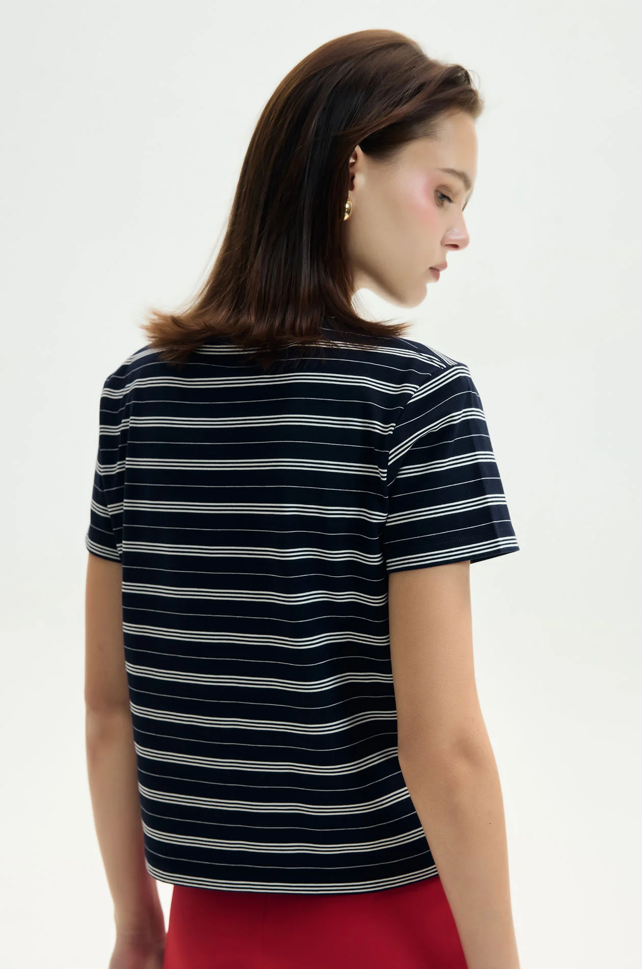 Crew Neck Balanced Stripe T-Shirt - Image 4