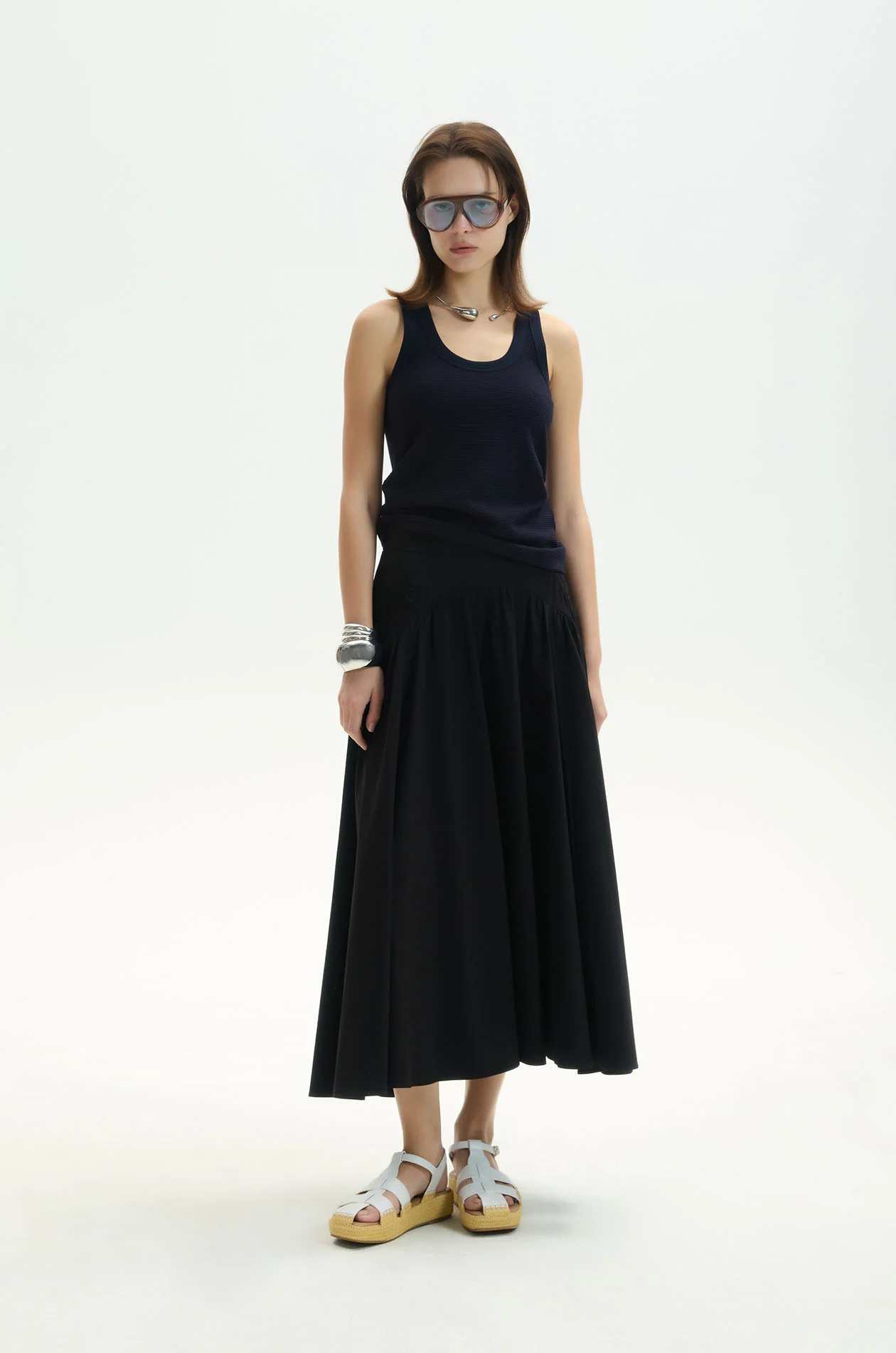 Drop-Waist Flare Skirt