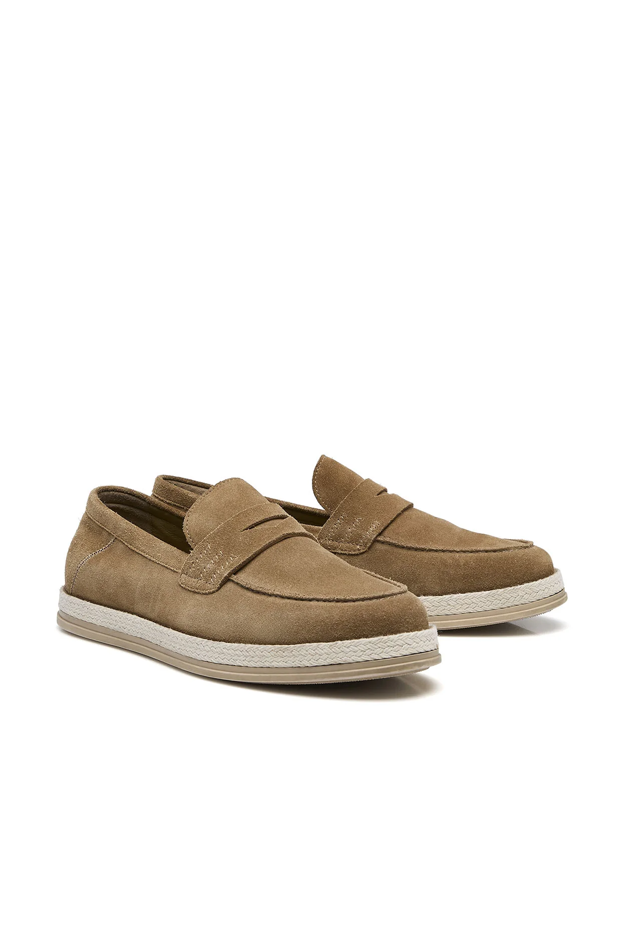 Braided Sole Leather Loafers