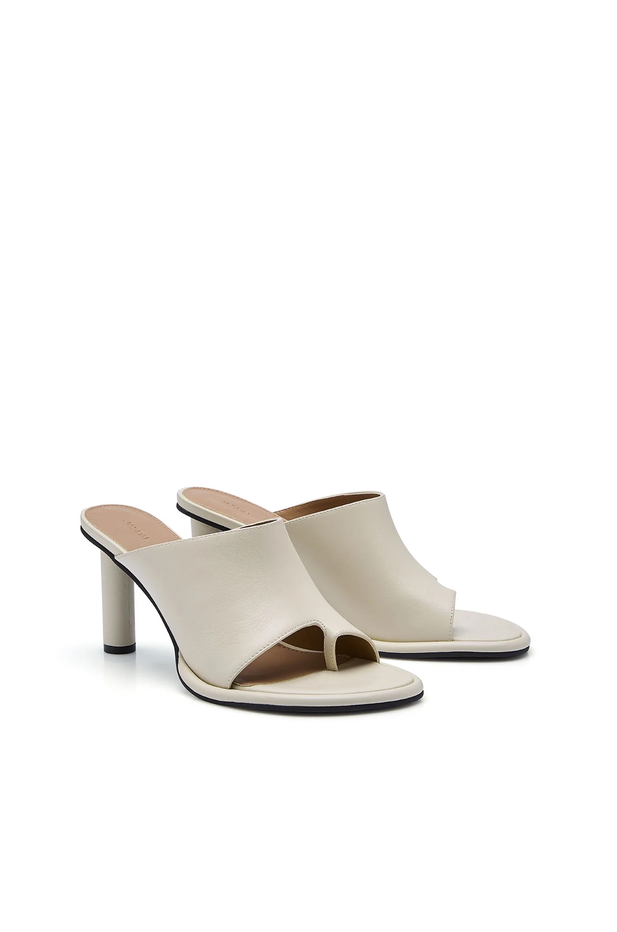 Leather Mid Heel Slides