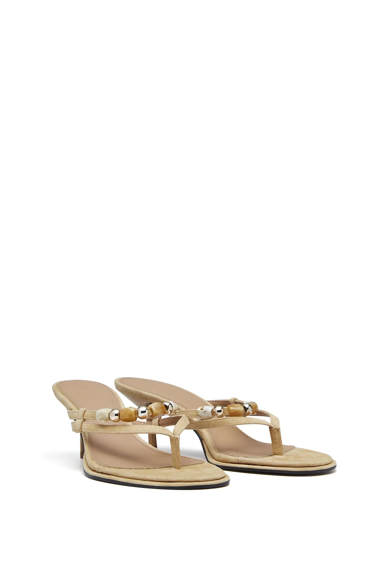 Mid-Heel Suede Thong Sandals